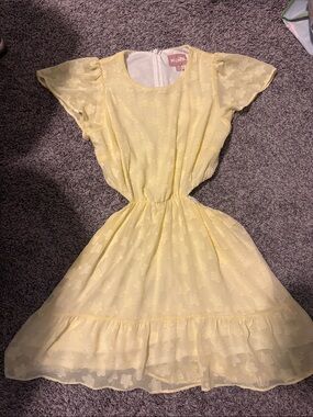 Show Me Your MuMu Pale Yellow Floral Lace Midi Dress